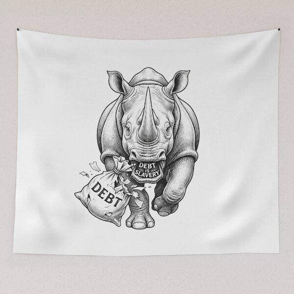 Item preview, Vintage Rhino Debt Is Slavery Vintage Illustration designed and sold by Owcomm.