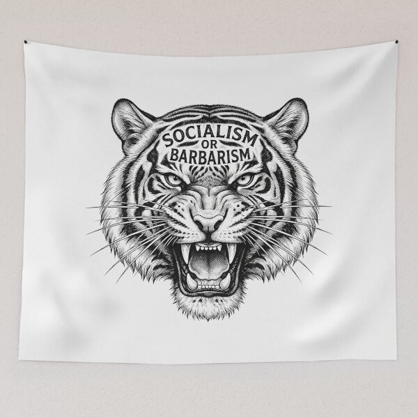 Item preview, Socialism or Barbarism Growl Tiger Vector Illustration    designed and sold by Owcomm.
