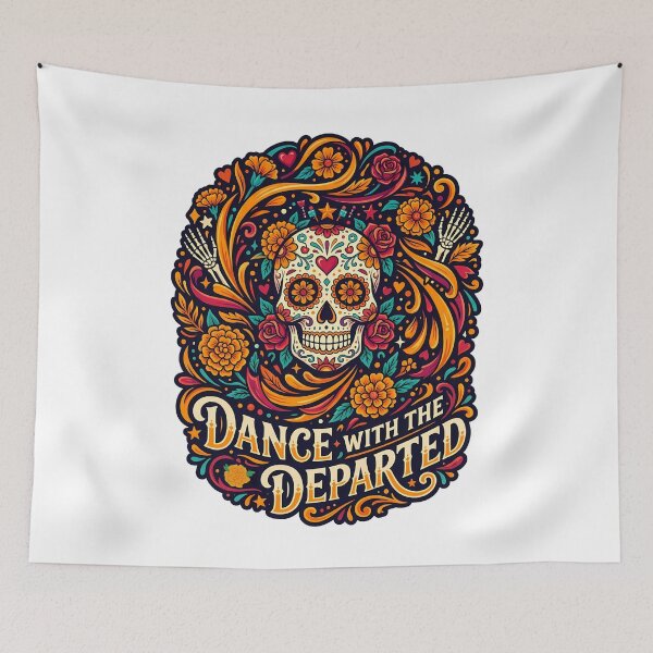 Item preview, Dance With The Departed Dia De Los Muertos Skull - Day of the Dead - Psychedelic Skull designed and sold by VibranPalette.