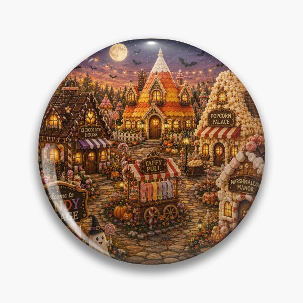 Item preview, Candy Village — Whimsical Halloween Candy Town with Ghosts & Sweet Shops designed and sold by Novel Works Studio.