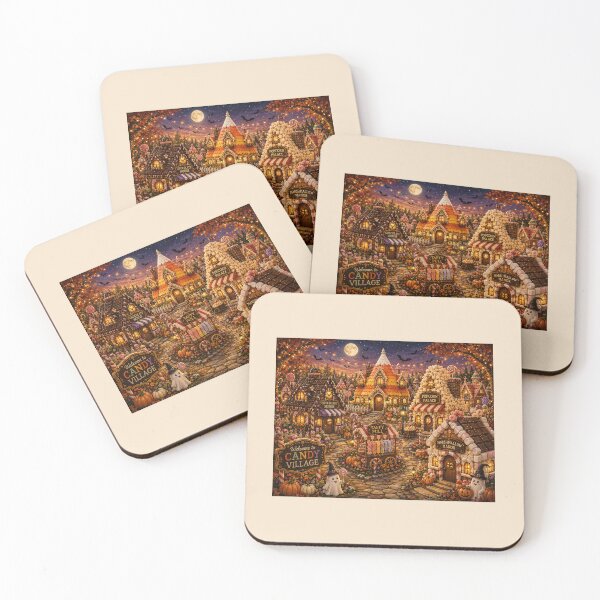Item preview, Candy Village — Whimsical Halloween Candy Town with Ghosts & Sweet Shops designed and sold by Novel Works Studio.