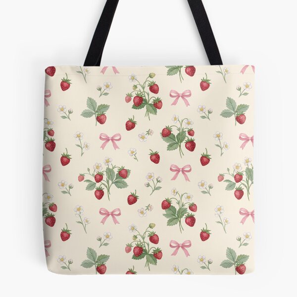 Item preview, Wild Strawberries and Pink Ribbon Pattern designed and sold by tropicaltee.