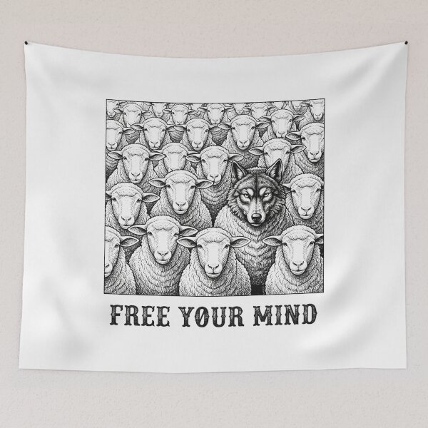 Item preview, Free Your Mind Anti Capitalist Wolf    designed and sold by Owcomm.