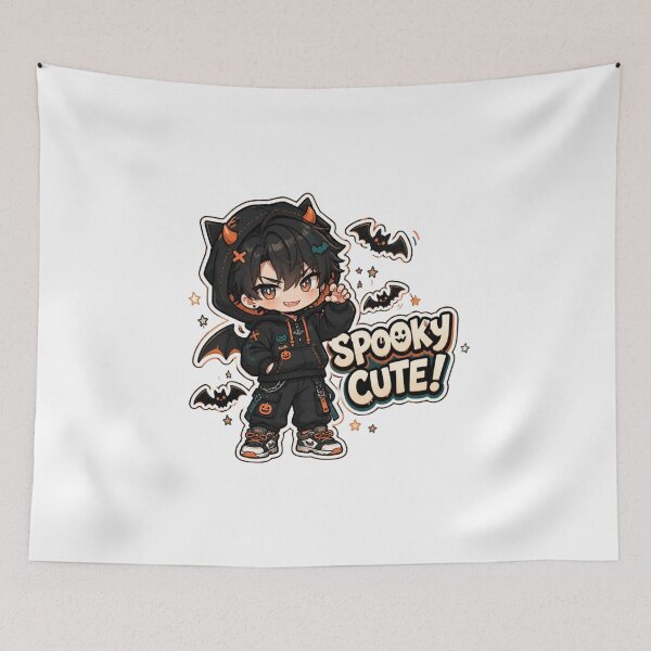 Item preview, Kawaii Bat Anime Boy Halloween Streetwear designed and sold by Animepopstudio.