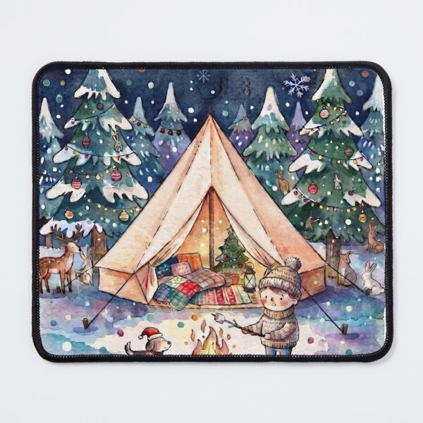 Item preview, Cozy Vintage Christmas Camping Under the Stars designed and sold by LavIsInTheAir.