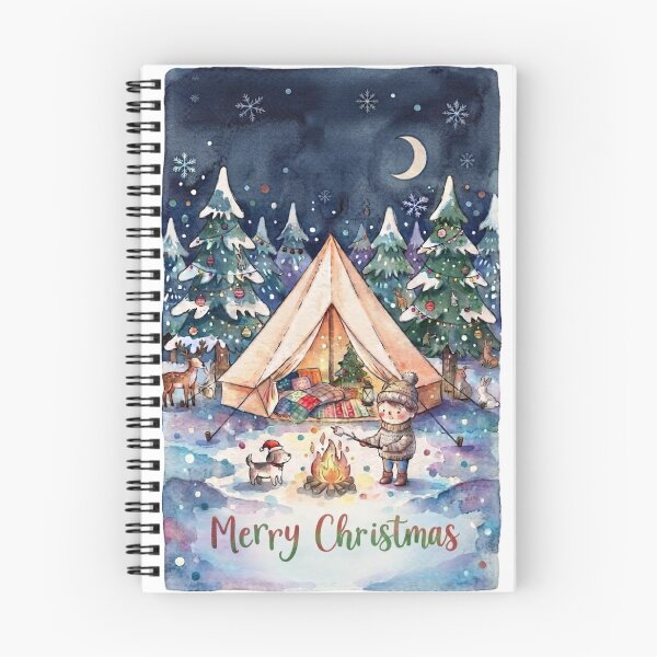 Item preview, Cozy Vintage Christmas Camping Under the Stars designed and sold by LavIsInTheAir.