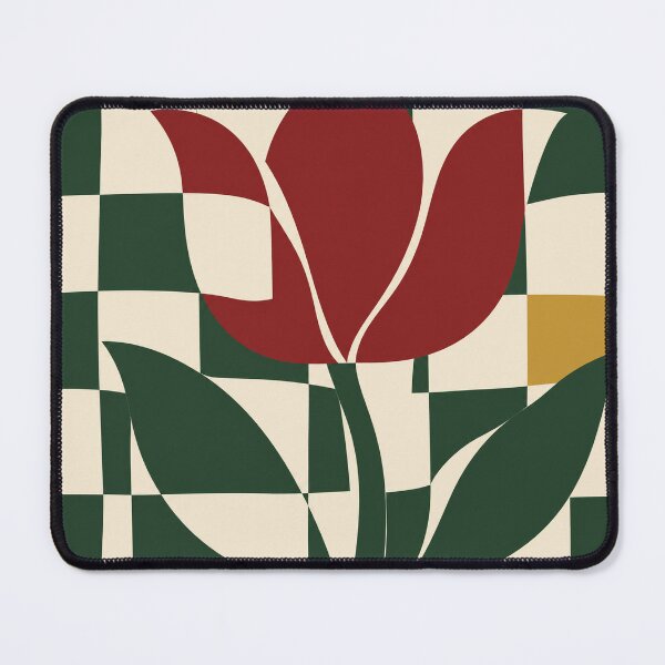 Item preview, Tulip Check – Retro Floral Checkerboard Throw Pillow designed and sold by astersgraphics.