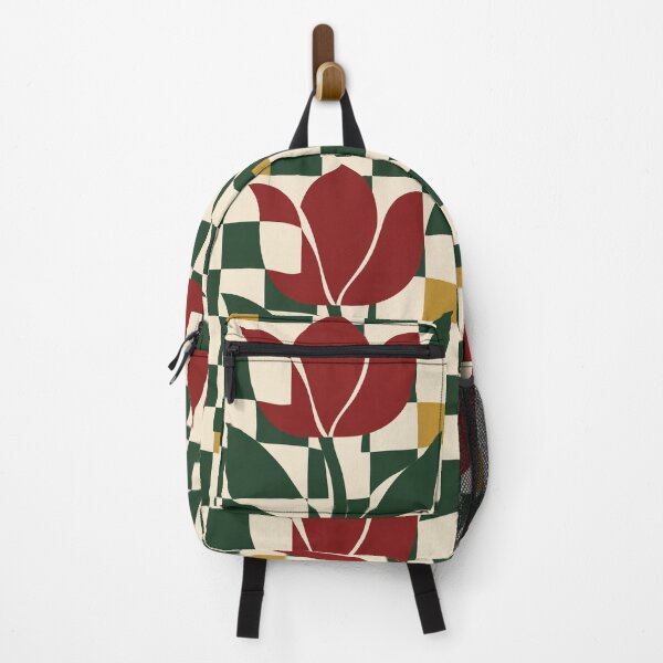 Item preview, Tulip Check – Retro Floral Checkerboard Throw Pillow designed and sold by astersgraphics.