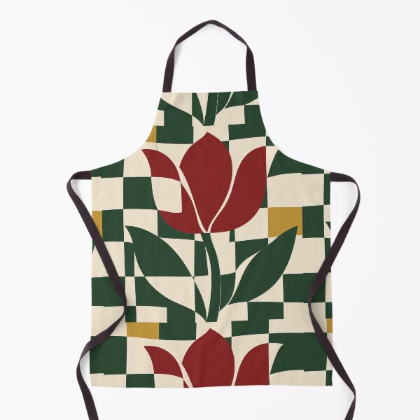 Item preview, Tulip Check – Retro Floral Checkerboard Throw Pillow designed and sold by astersgraphics.