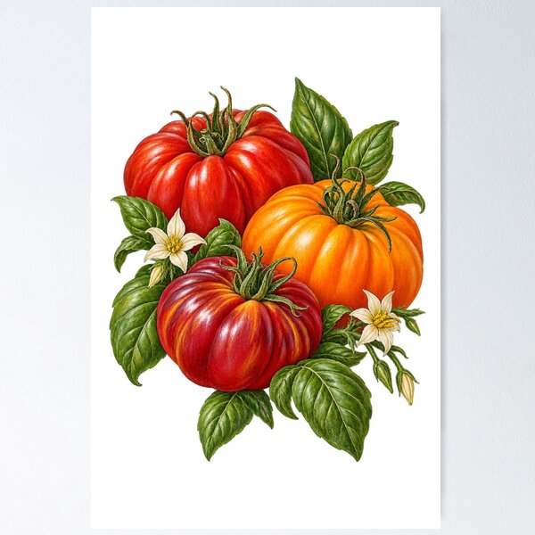 Item preview, Heirloom Tomatoes and Basil designed and sold by Nurple Art.