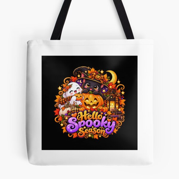 Item preview, Hello Spooky Season Halloween T-Shirt – Cute Ghost, Black Cat & Pumpkin designed and sold by dressyside.