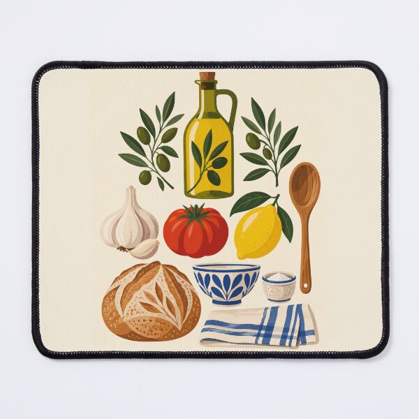 Item preview, Pantry Grid – Mediterranean Kitchen Apron designed and sold by astersgraphics.