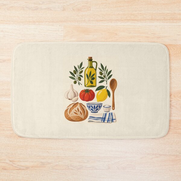 Item preview, Pantry Grid – Mediterranean Kitchen Apron designed and sold by astersgraphics.