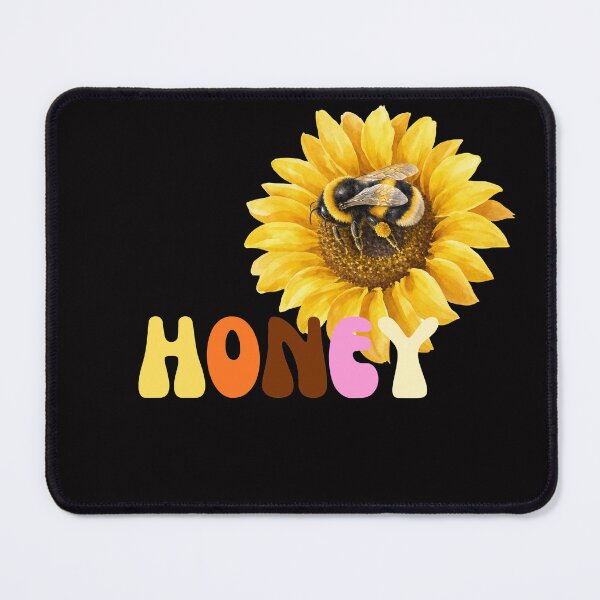 Item preview, honey retro groovy 70s sunflower bee typography designed and sold by stileepensieri.