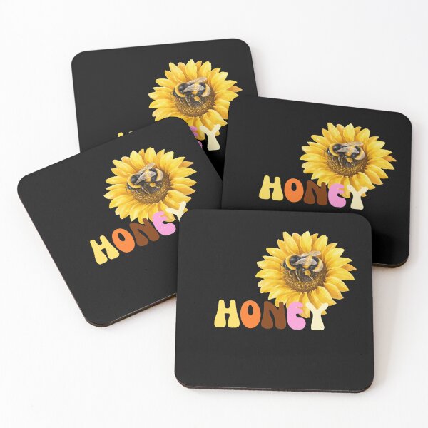 Item preview, honey retro groovy 70s sunflower bee typography designed and sold by stileepensieri.