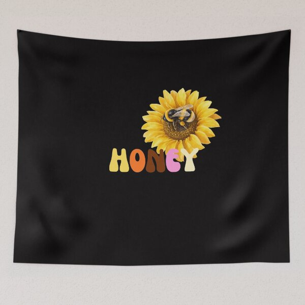 Item preview, honey retro groovy 70s sunflower bee typography designed and sold by stileepensieri.