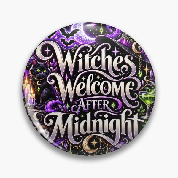 Item preview, Witches Welcome After Midnight | Witchy Halloween Black Cat Moon Magic Gothic Design designed and sold by K3DreamKreations .