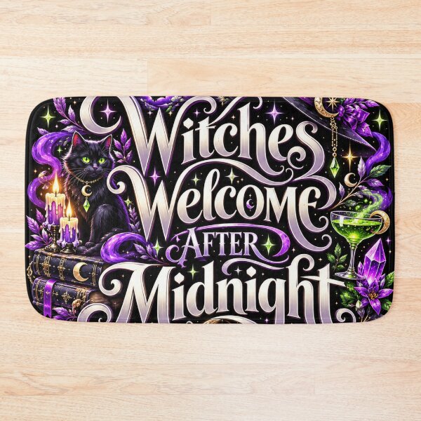 Item preview, Witches Welcome After Midnight | Witchy Halloween Black Cat Moon Magic Gothic Design designed and sold by K3DreamKreations .