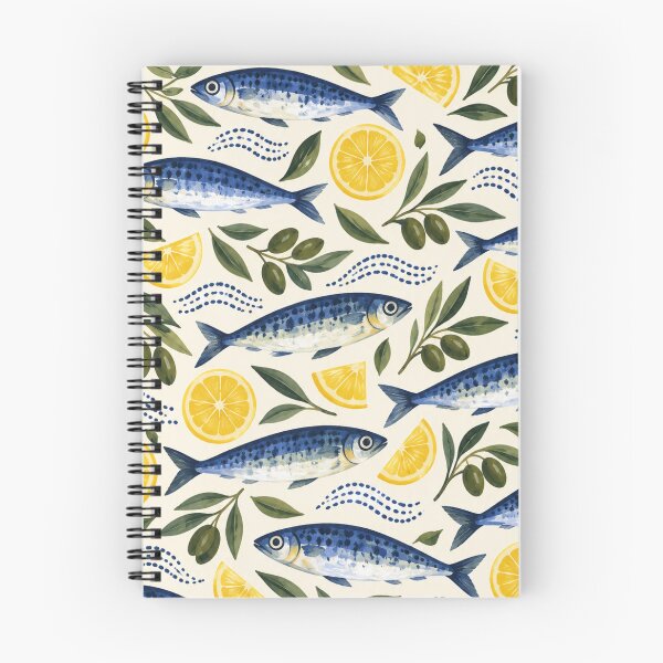 Item preview, Indigo Sardines and Lemon Slices designed and sold by Nurple Art.