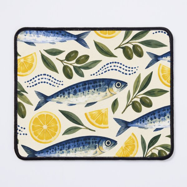 Item preview, Indigo Sardines and Lemon Slices designed and sold by Nurple Art.