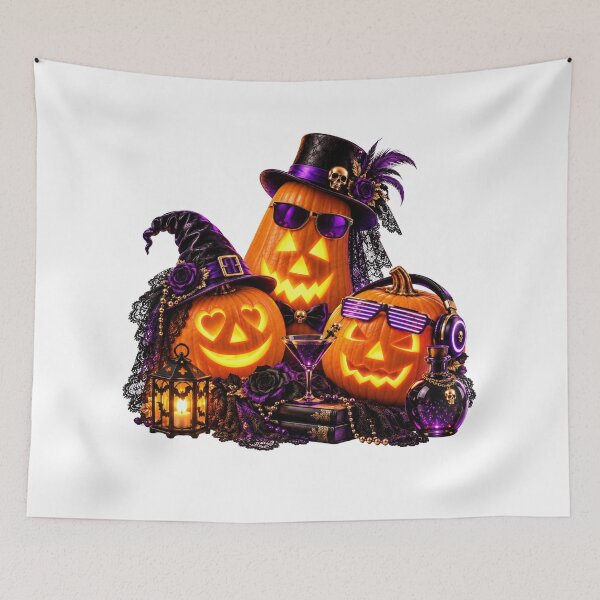 Item preview, Elegant Gothic Halloween Pumpkins with Purple Accessories, Candlelight and Magical Party Elements designed and sold by DansCreations42.
