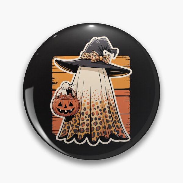Item preview, Trick or Treat Ghost Witch with Leopard Print designed and sold by Mindful Wall Art Studio.