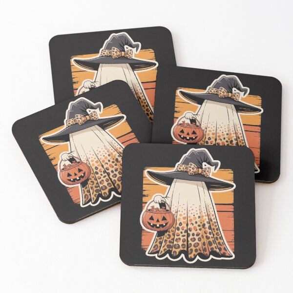 Item preview, Trick or Treat Ghost Witch with Leopard Print designed and sold by Mindful Wall Art Studio.
