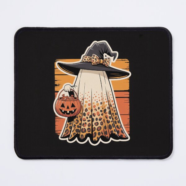 Item preview, Trick or Treat Ghost Witch with Leopard Print designed and sold by Mindful Wall Art Studio.