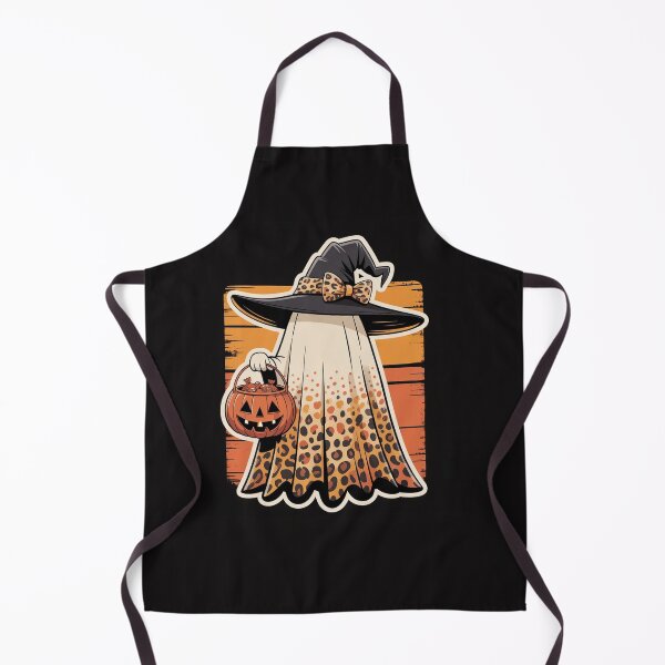 Item preview, Trick or Treat Ghost Witch with Leopard Print designed and sold by Mindful Wall Art Studio.