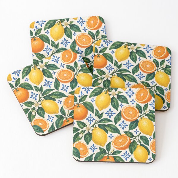 Item preview, Sunny Citrus and Blue Garden Tile designed and sold by Nurple Art.