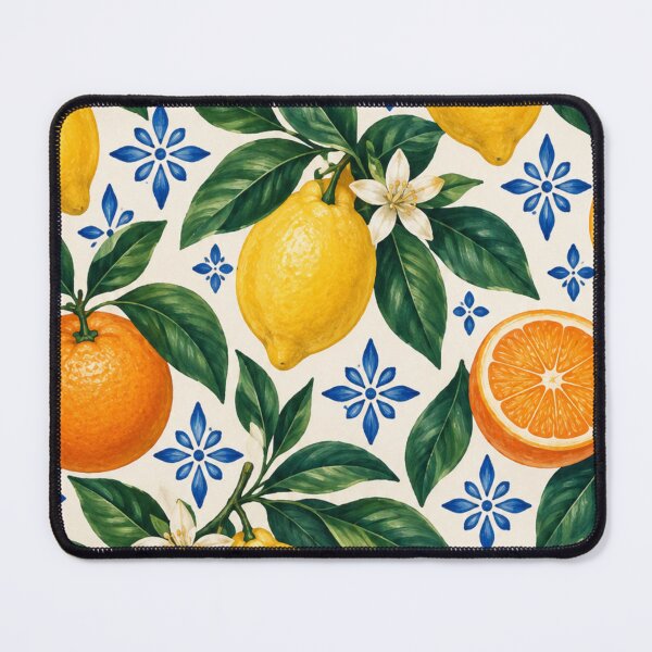 Item preview, Sunny Citrus and Blue Garden Tile designed and sold by Nurple Art.