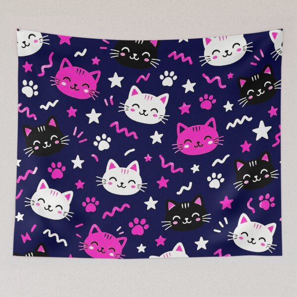 Item preview, Cute Pink Black & White Cats Pattern – Playful Kawaii Kitty Design designed and sold by IMuDesigner.