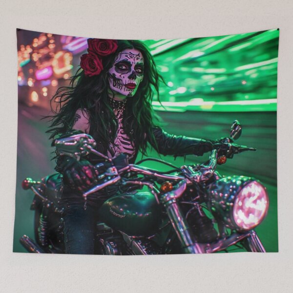 Item preview, Sugar Skull Biker Lady designed and sold by TheDarkWardrobe.
