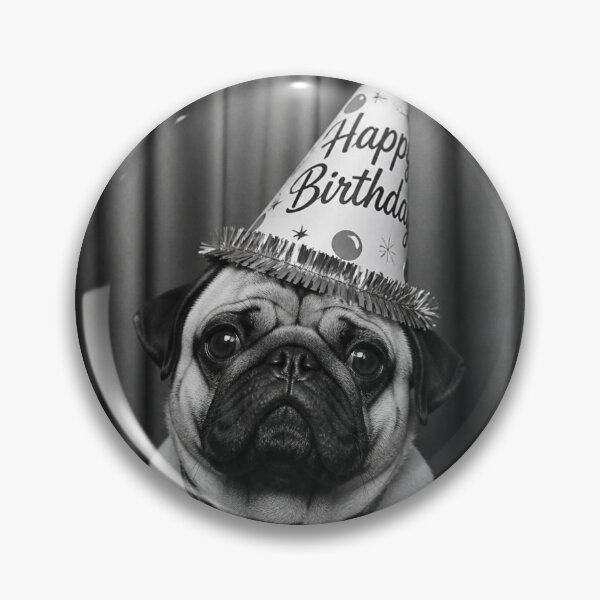 Item preview, Birthday Pug Photobooth Aesthetic Happy Birthday Cute Pug with Party Hat designed and sold by HYPNK.
