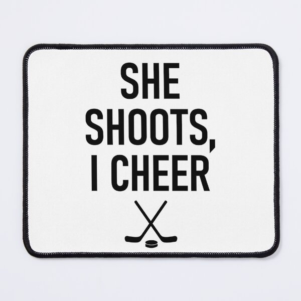 Item preview, Minimalist Ice Hockey She Shoots I Cheer Goalie Dad Mom Tees designed and sold by MoqunaDesign.