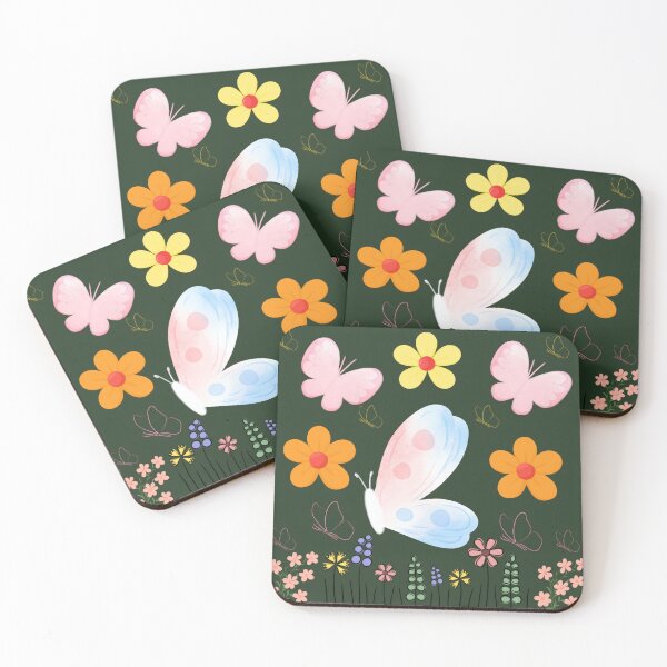 Item preview,  Floral print with colorful butterflies designed and sold by Azurart2.