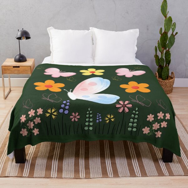 Item preview,  Floral print with colorful butterflies designed and sold by Azurart2.