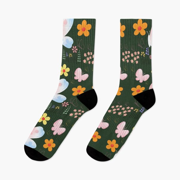 Item preview,  Floral print with colorful butterflies designed and sold by Azurart2.