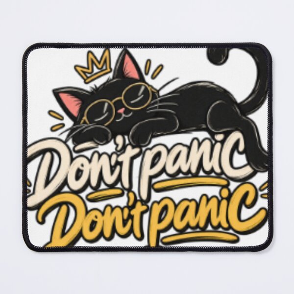 Item preview, Don't Panic Funny Black Cat designed and sold by SimsimahLaughs.