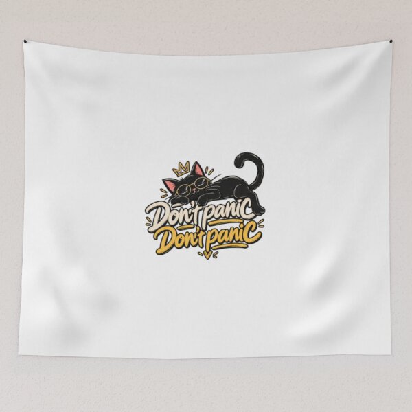 Item preview, Don't Panic Funny Black Cat designed and sold by SimsimahLaughs.