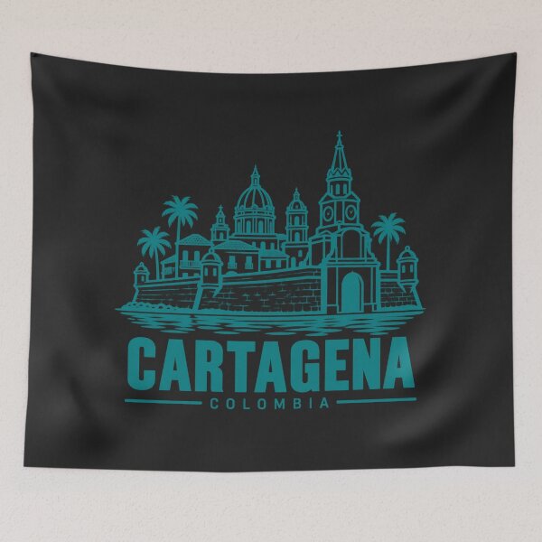 Item preview, Cartagena Colombia Line Art Landmark Poster designed and sold by CMYKStudio.