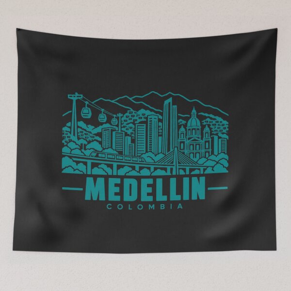 Item preview, Medellin Colombia Line Art Skyline Poster designed and sold by CMYKStudio.