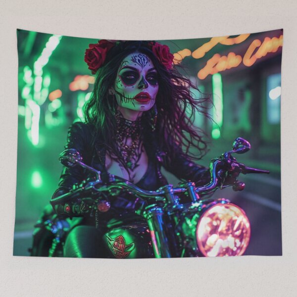 Item preview, Sugar Skull Biker Lady designed and sold by TheDarkWardrobe.
