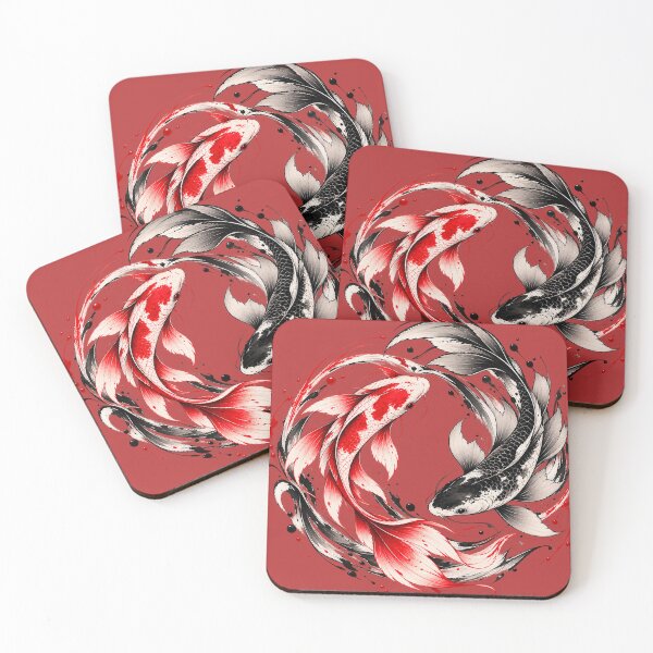 Item preview, Japanese Koi Fish Yin Yang - Minimalist Sumi-e Ink Art designed and sold by Vantu Design.