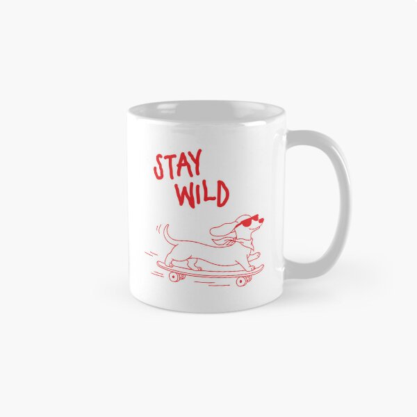 Item preview, Stay Wild | Dog Skateboard Doodle Red Line Art designed and sold by MarleneCanto.