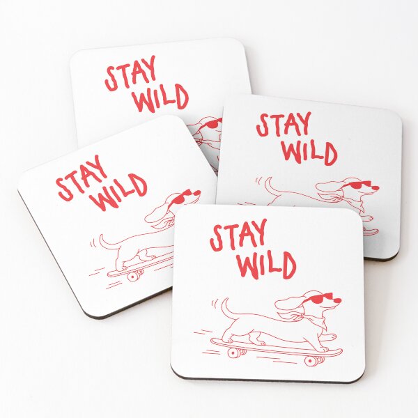 Item preview, Stay Wild | Dog Skateboard Doodle Red Line Art designed and sold by MarleneCanto.