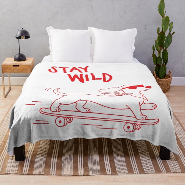 Item preview, Stay Wild | Dog Skateboard Doodle Red Line Art designed and sold by MarleneCanto.