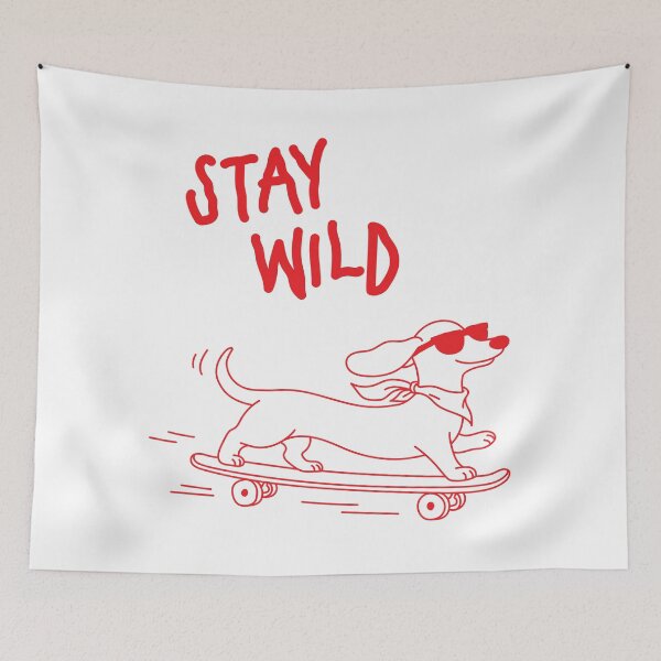 Item preview, Stay Wild | Dog Skateboard Doodle Red Line Art designed and sold by MarleneCanto.