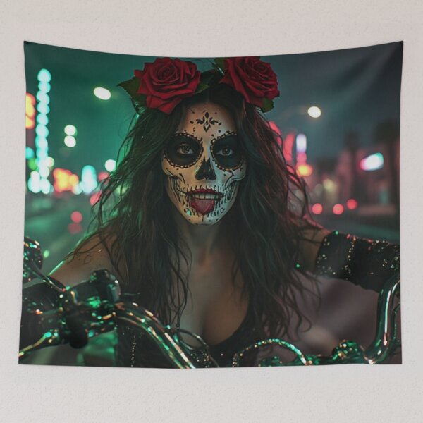 Item preview, Sugar Skull Biker Lady designed and sold by TheDarkWardrobe.