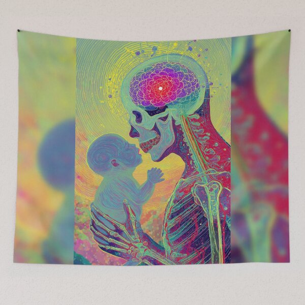 Item preview, The Flower Mind Skeleton And The Child designed and sold by MongLongStudio.